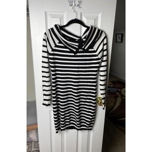 Striped sweater dress Zip neck